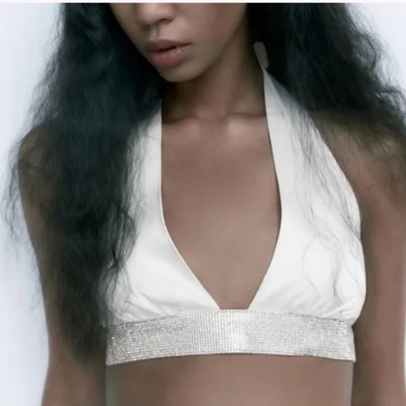 New Zara Rhinestone Halter Top - Picture 4 of 9